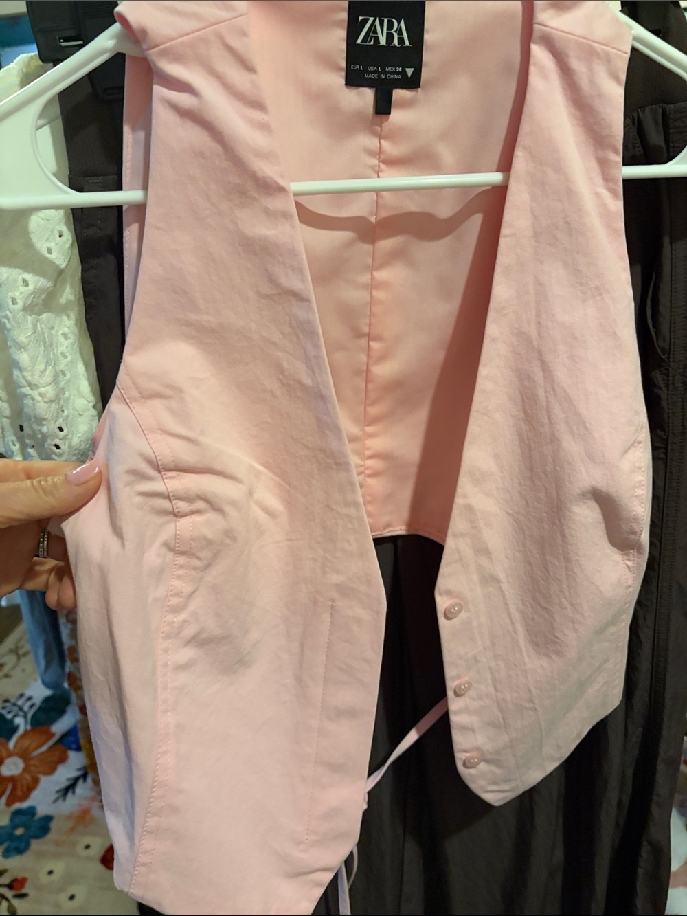 Zara Light Pink Sleeveless Tailored Vest